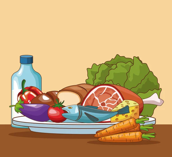 Cartone animato cibo sano — Vettoriale Stock