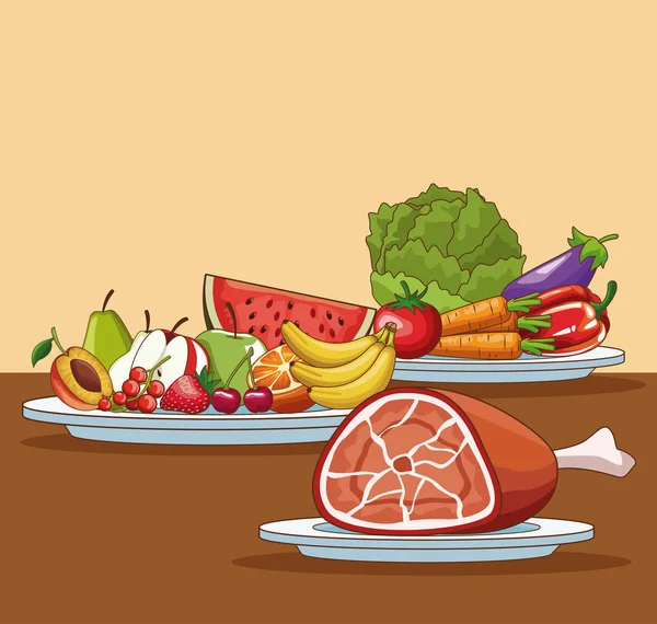 Dibujos animados alimentos saludables — Vector de stock