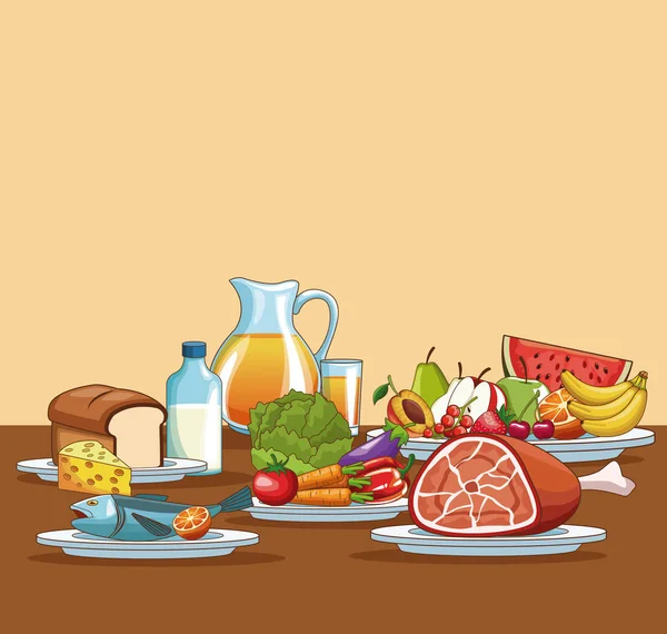 Карикатура на здоровое питание — стоковый вектор