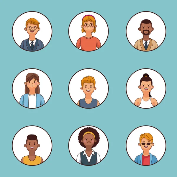 Conjunto de perfil de personas — Vector de stock