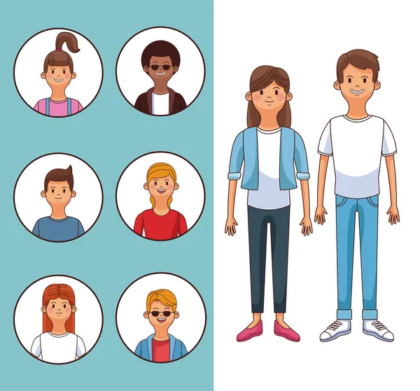 Set of people profile — Stock Vector