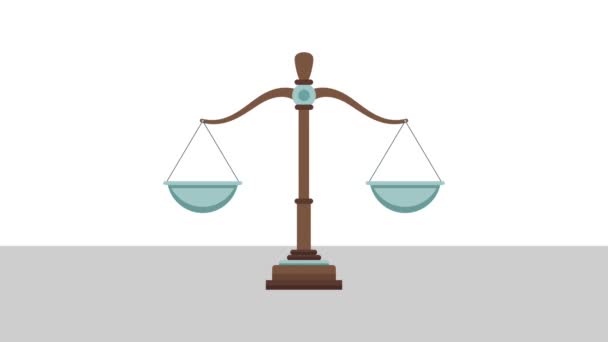 Justitie evenwicht geïsoleerd Hd animatie — Stockvideo