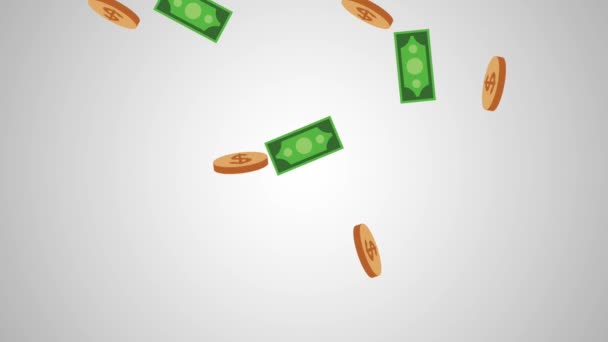 HD анимация падения наличных денег — стоковое видео