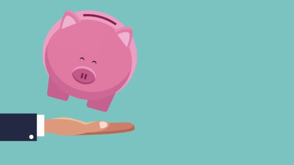 Экономия денег и инвестиции HD анимация — стоковое видео