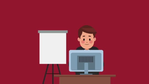 Executive işadamı çizgi film Hd animasyon — Stok video