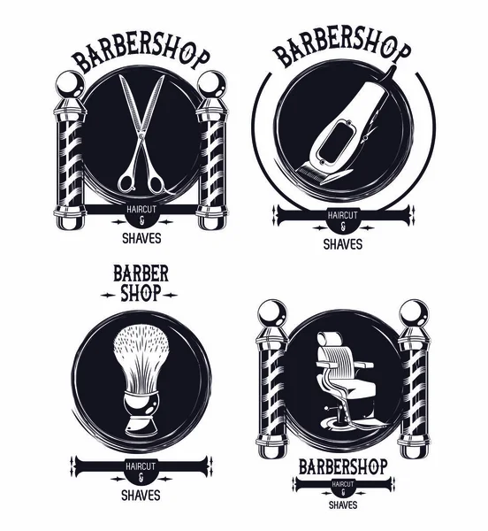 Conjunto de emblemas de barbearia vintage —  Vetores de Stock