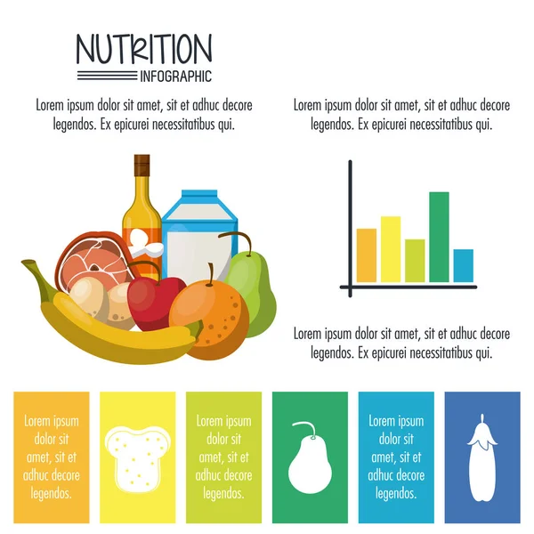 Nutrición e infografía de alimentos — Vector de stock