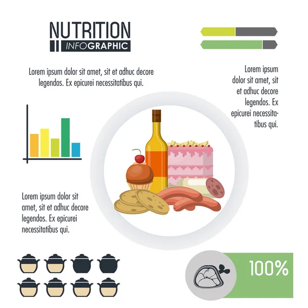 Nutrición e infografía de alimentos — Vector de stock