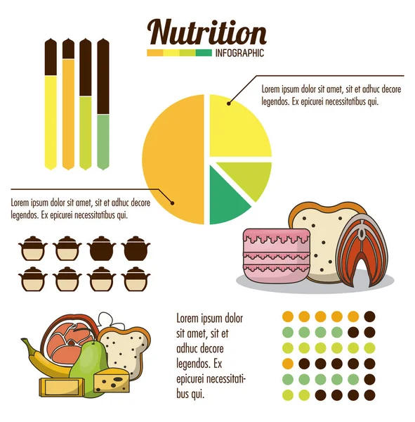 Nutrição e infográfico alimentar — Vetor de Stock
