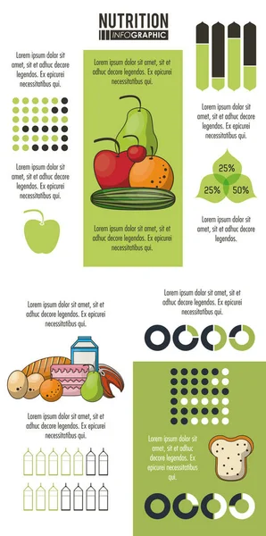 Nutrición e infografía de alimentos — Vector de stock