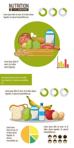 Nutrición e infografía de alimentos — Vector de stock