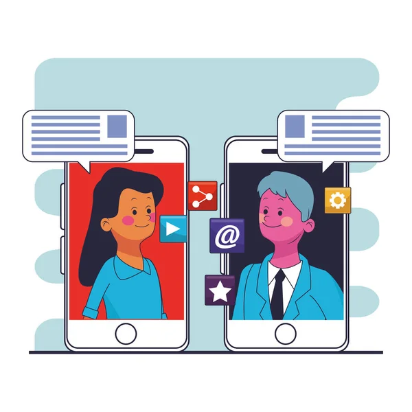 Geschäftliches Teamwork Chat Mit Smartphones Vektor Illustration Grafikdesign — Stockvektor