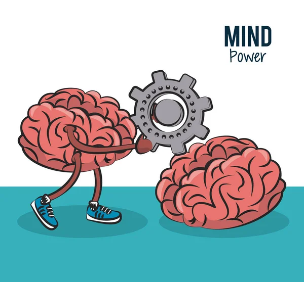 Concepto de poder mental y cerebral — Vector de stock