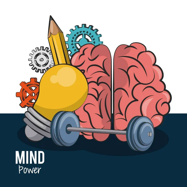 Concepto de poder mental y cerebral — Vector de stock