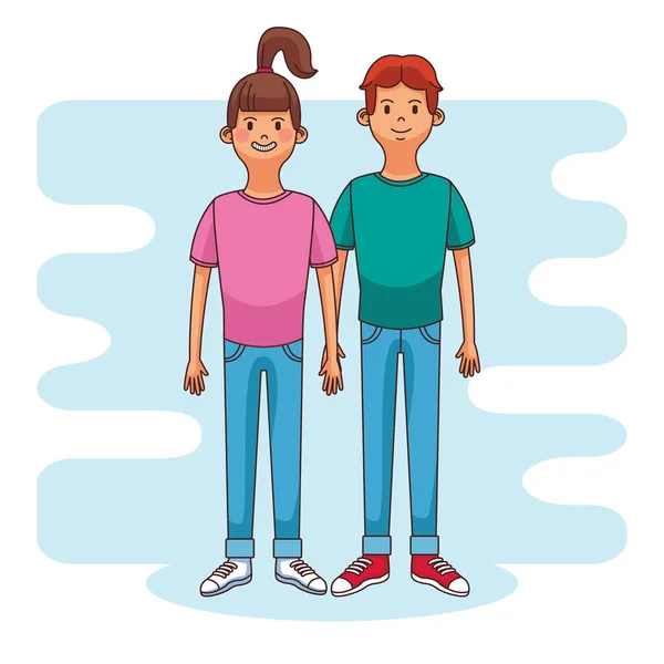 Bonito casal desenhos animados —  Vetores de Stock