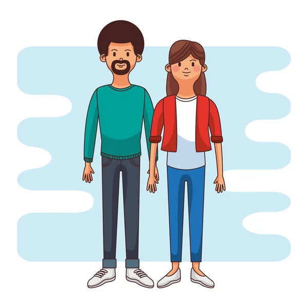 Bonito casal desenhos animados —  Vetores de Stock