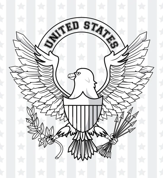 Герб США у чорно-білому — стоковий вектор