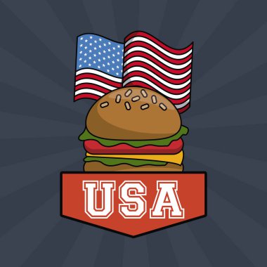 Amerikan fast food burger bayrak vektör çizim grafik tasarım ile