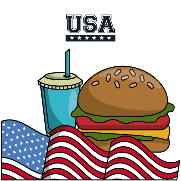 EUA conceito de fast food — Vetor de Stock