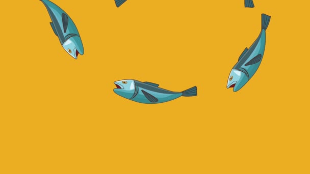 Vissen dalende achtergrond Hd animatie — Stockvideo