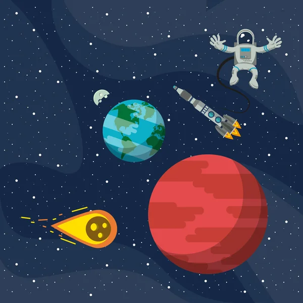 Aventura de exploración espacial — Vector de stock