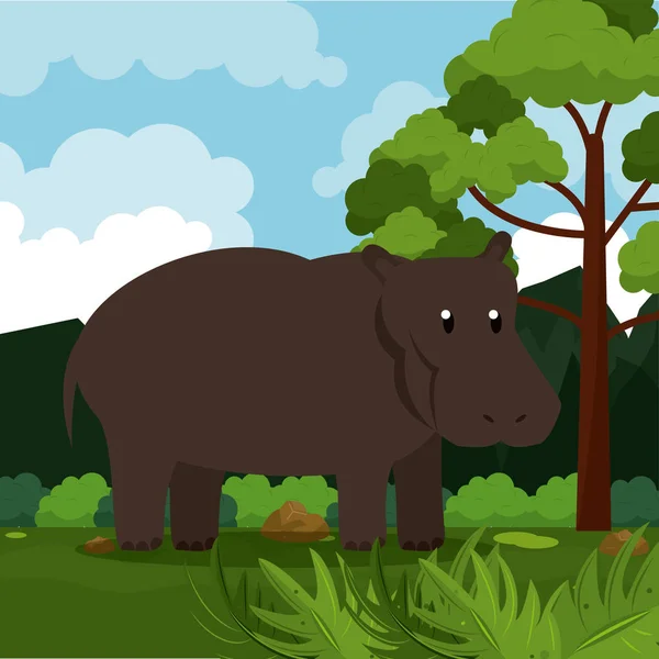 Safari hippopotame animal — Image vectorielle