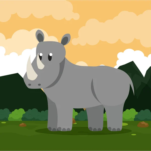 Safari rhinocéros animal — Image vectorielle