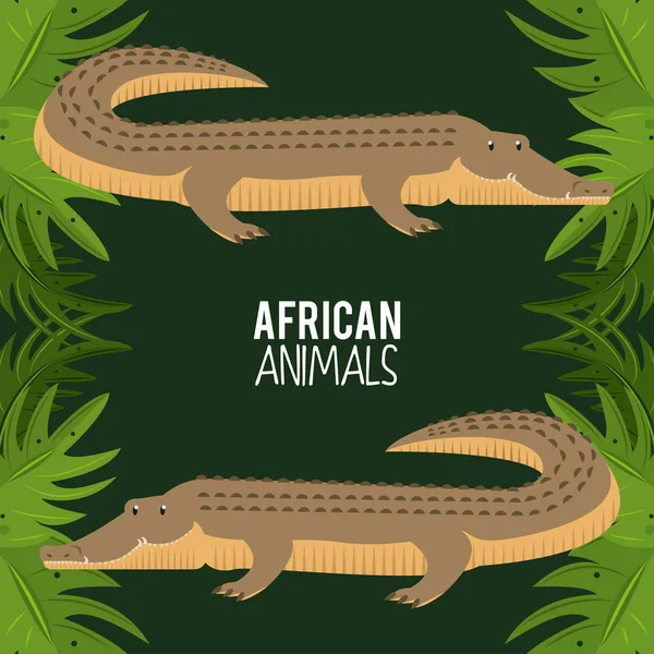 Animales africanos dibujos animados — Vector de stock