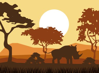 Afrika hayvanları siluetleri