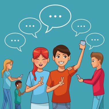 İnsanlar Smartphone ile sohbet