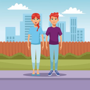 Genç çift çizgi film