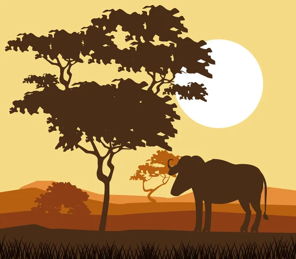 Siluetas de animales africanos — Vector de stock