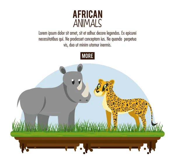 Africká zvířata kreslené — Stockový vektor