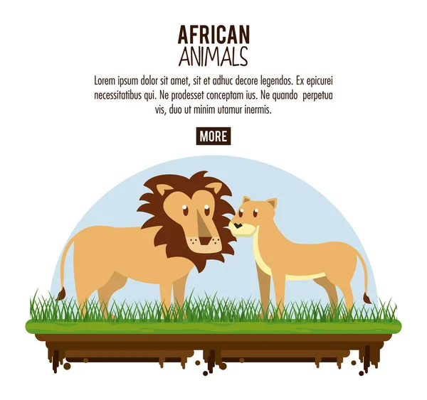 Animales africanos dibujos animados — Archivo Imágenes Vectoriales