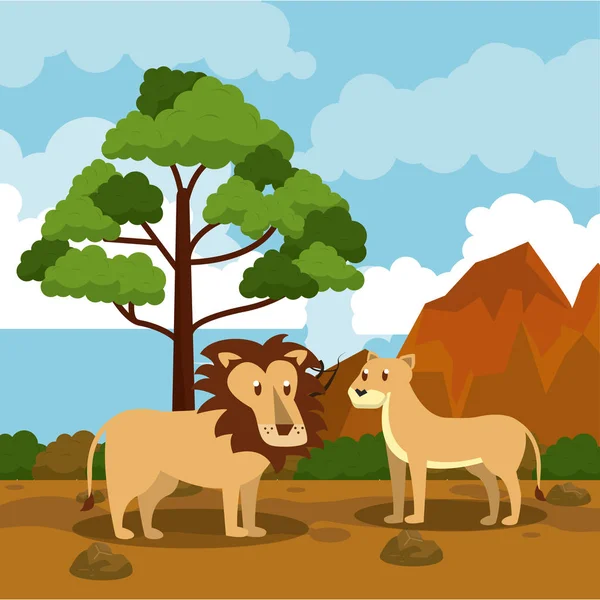 Cartoni animati animali selvatici africani — Vettoriale Stock