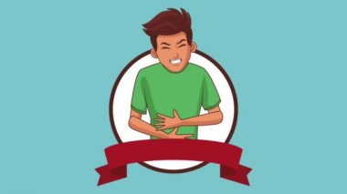 Mide ağrısı Hd animasyon genç adam