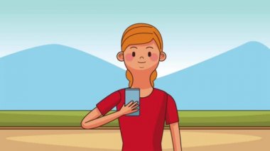İnsanlar ve akıllı telefon sohbet Hd animasyon