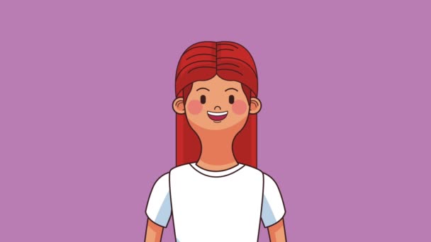 Genç kadın karikatür Hd animasyon — Stok video