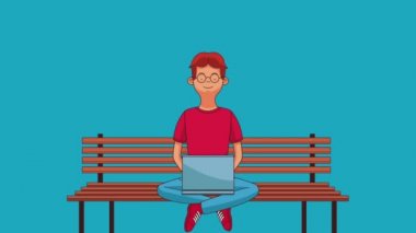 Adam ile laptop Hd animasyon