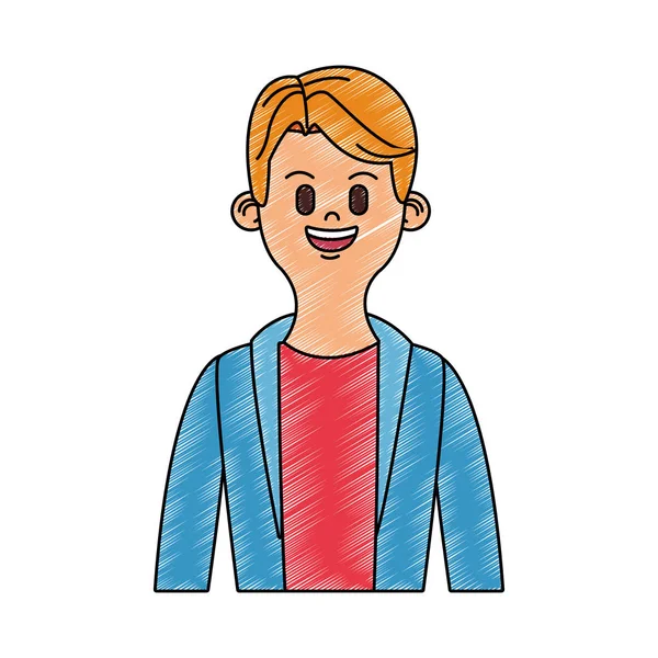 Joven hombre de dibujos animados garabato — Vector de stock