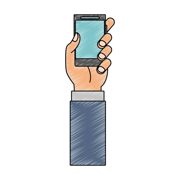 Main avec gribouillage smartphone — Image vectorielle