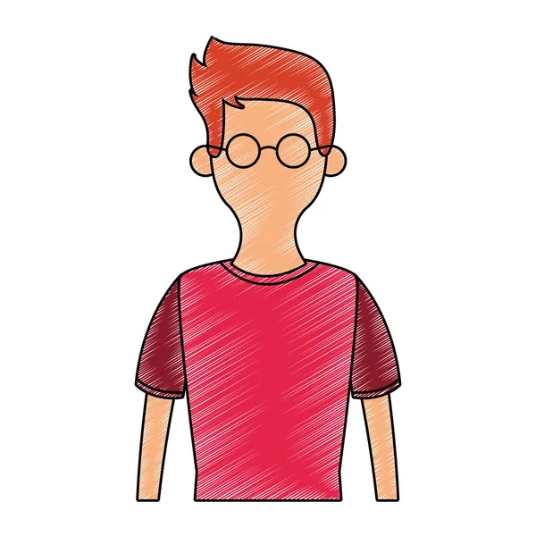 Jeune homme dessin animé gribouiller sans visage — Image vectorielle