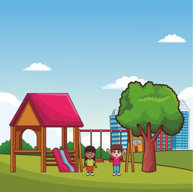 Park karikatürler oynayan çocuklar