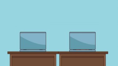 İnsanlar worrking laptop Hd animasyon ile