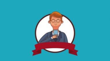 İşadamı ve smartphone Hd animasyon