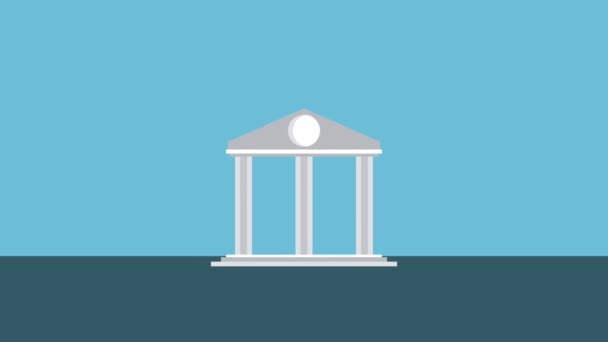 Banka Binası ve tasarruf Hd animasyon — Stok video