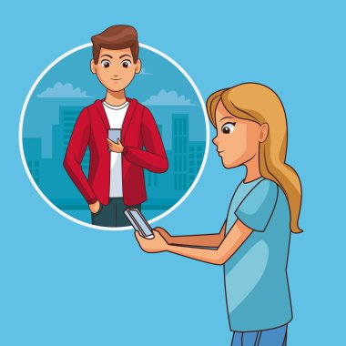 Akıllı telefonlar ile genç Çift