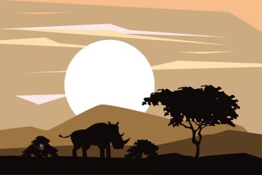 Afrika hayvanları siluetleri
