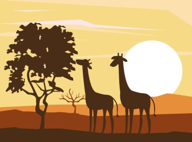 Afrika hayvanları siluetleri