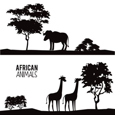 Afrika hayvanları siluetleri